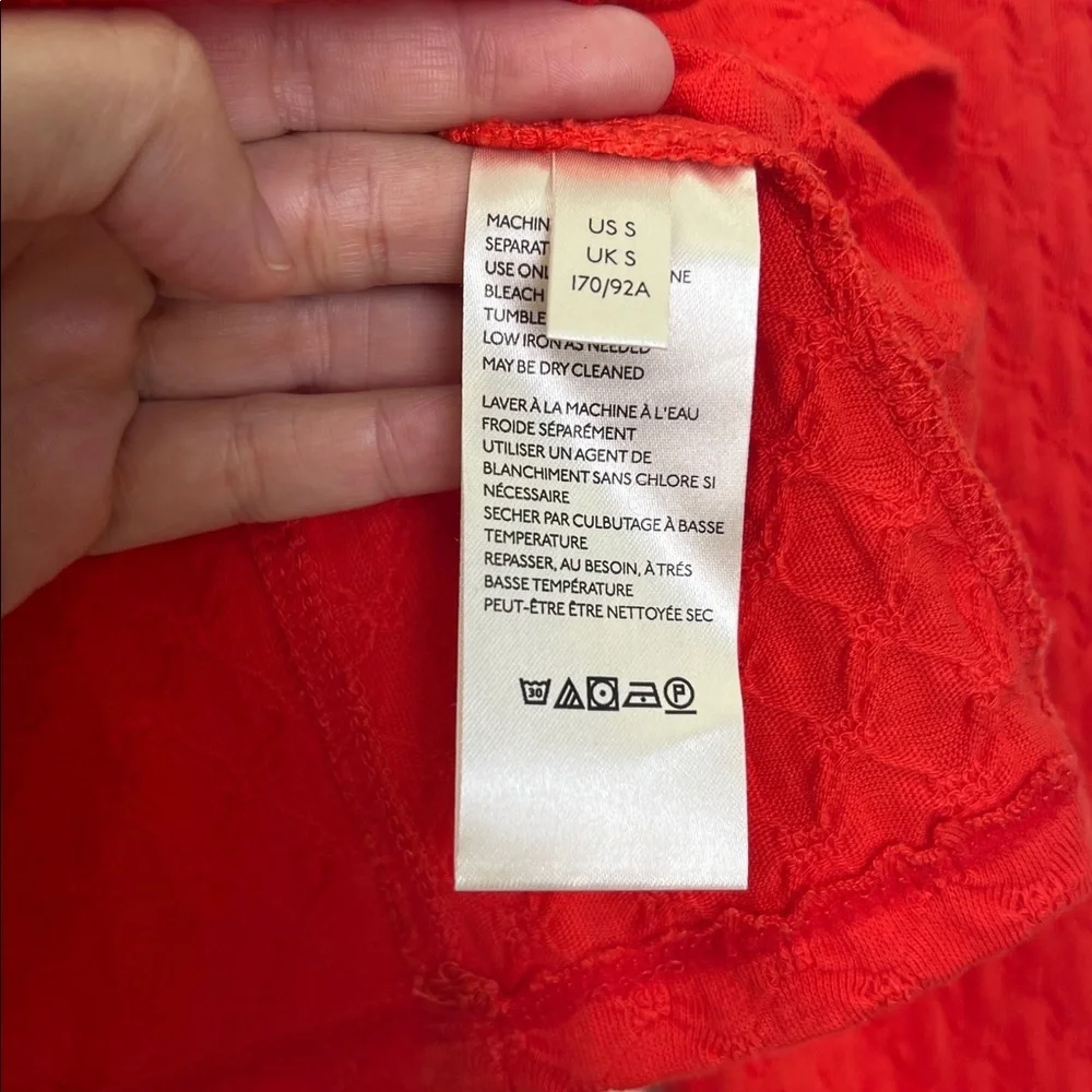 Free People - Ladybug Red Button Sweetheart Neckline Long Sleeve Crop Top SZ S